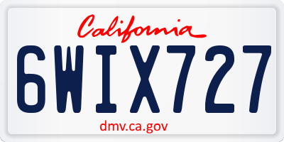 CA license plate 6WIX727