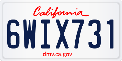 CA license plate 6WIX731