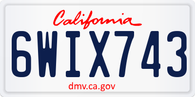 CA license plate 6WIX743