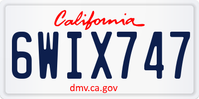 CA license plate 6WIX747