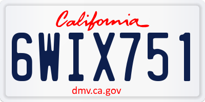CA license plate 6WIX751