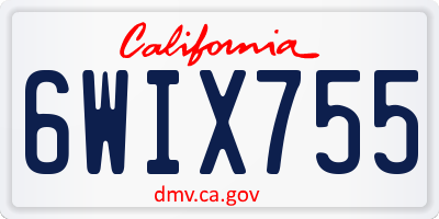 CA license plate 6WIX755