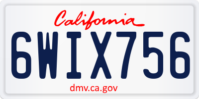 CA license plate 6WIX756