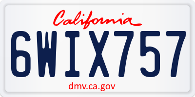 CA license plate 6WIX757