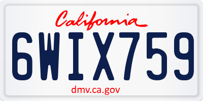 CA license plate 6WIX759