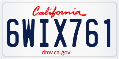 CA license plate 6WIX761
