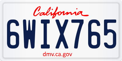 CA license plate 6WIX765