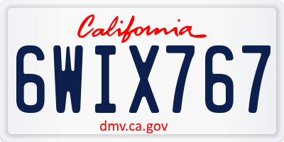 CA license plate 6WIX767