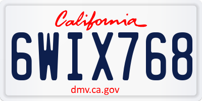 CA license plate 6WIX768