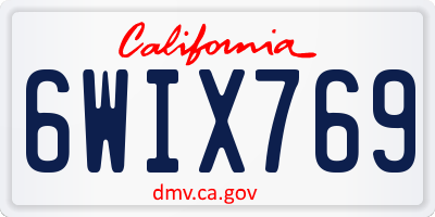 CA license plate 6WIX769