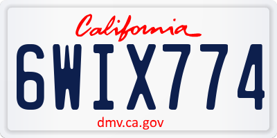 CA license plate 6WIX774