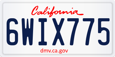 CA license plate 6WIX775