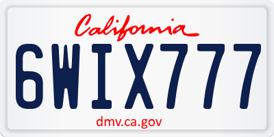 CA license plate 6WIX777
