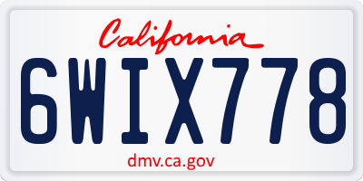 CA license plate 6WIX778