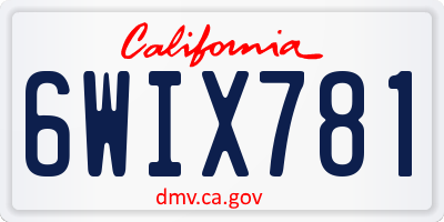 CA license plate 6WIX781