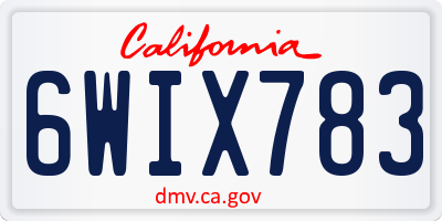 CA license plate 6WIX783