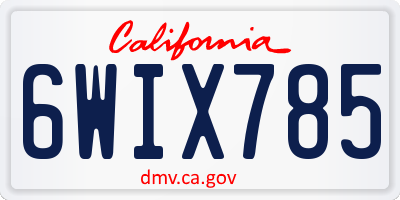 CA license plate 6WIX785