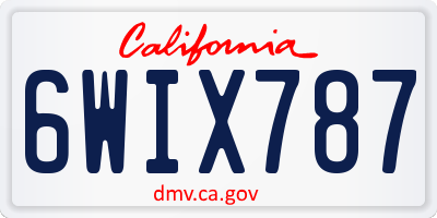 CA license plate 6WIX787