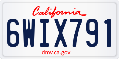 CA license plate 6WIX791