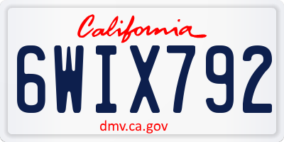CA license plate 6WIX792