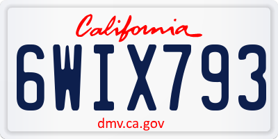 CA license plate 6WIX793