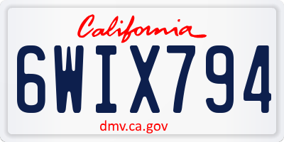 CA license plate 6WIX794