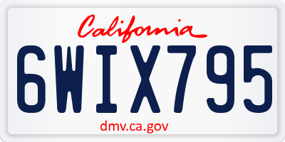 CA license plate 6WIX795