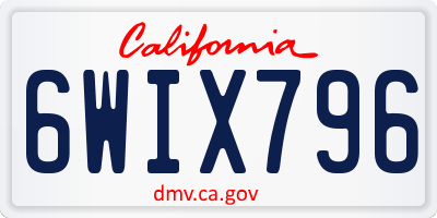 CA license plate 6WIX796