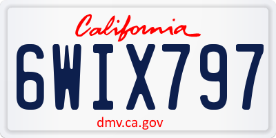 CA license plate 6WIX797
