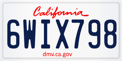 CA license plate 6WIX798