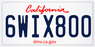 CA license plate 6WIX800