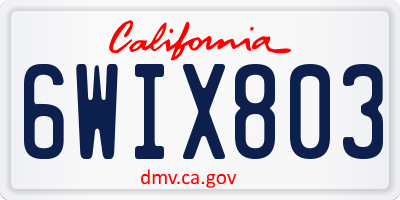 CA license plate 6WIX803