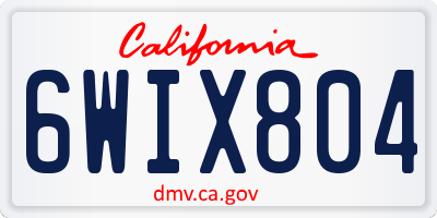CA license plate 6WIX804