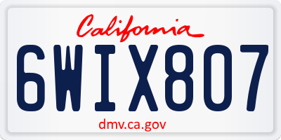 CA license plate 6WIX807