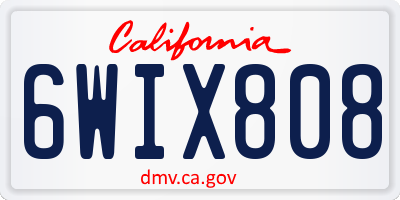 CA license plate 6WIX808