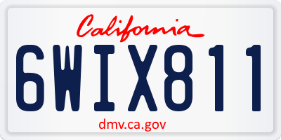CA license plate 6WIX811