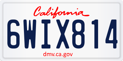 CA license plate 6WIX814