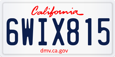 CA license plate 6WIX815