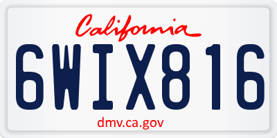 CA license plate 6WIX816