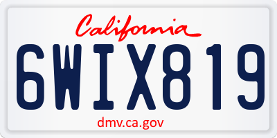 CA license plate 6WIX819