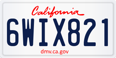CA license plate 6WIX821