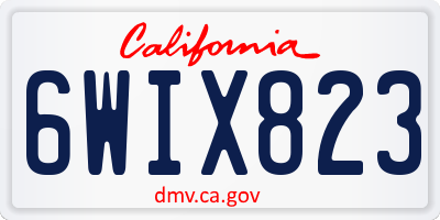 CA license plate 6WIX823