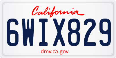 CA license plate 6WIX829