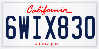 CA license plate 6WIX830
