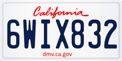 CA license plate 6WIX832