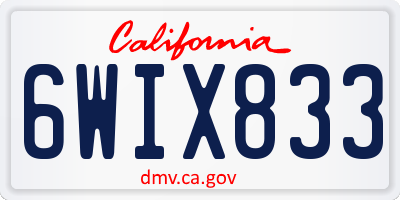 CA license plate 6WIX833