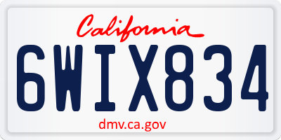 CA license plate 6WIX834