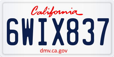 CA license plate 6WIX837