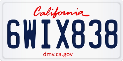 CA license plate 6WIX838