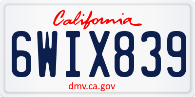 CA license plate 6WIX839